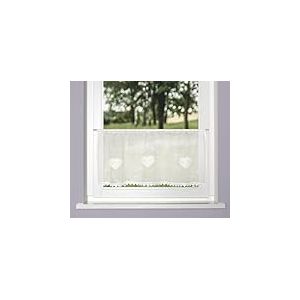 HOME WOHNIDEEN NISHAY Rideau Brise-bise 45 x 145 cm - Structure en Lin Transparent - Motif cœurs - Couleur : Blanc - Dimensions : 45 x 120 cm - Nombre : 1