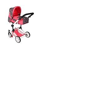 Bayer Chic 2000 Jara Poussette de poupée combinée 3 en 1 - Butterfly Corail - Pliable, poignée réglable en Hauteur 47-78 cm - Sac de Transport - Poupées jusqu'à 52 cm, 4-8 Ans