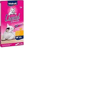 VITAKRAFT - Liquid Snack - Friandises Chat Au Poulet + Taurine - Alimentation Liquide pour Chat - Faible en Calories - 6 Sachets Fraîcheur De 15 g (Lot de 8)
