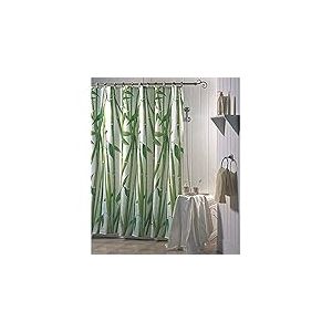 MSV, Rideau de Douche, en Polyester, Rev&ecirc;tement antibact&eacute;rien, Anneaux Inclus, Lavable &agrave; 30&deg;, Imperm&eacute;able Tissu Lavable en Machine Rideau Salle de Bain, Bambou Vert fonc&eacute;, 180 x 200 cm