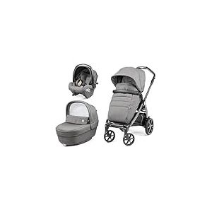 Peg Perego Book Modular - Pousette 3 en 1, 0-4 Ans, Poussette Réversible, Nacelle avec Comfort System, Siège Auto i-Size, Roues Soft Ride, Matelas Fresco Jersey, Mercury