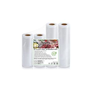 KitchenBoss Sac Sous Vide Alimentaire：Rouleau Sous Vide Alimentaire sans BPA pour Machine Sous Vide, Film Sous Vide Alimentaire 4 Rouleaux, Plastique Sachet de Mise Sous Vide Alimentaire, 20/28/500cm
