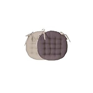 Atout Ciel Galette de Chaise Ronde Bicolore D. 40cm, Taupe/Anthracite