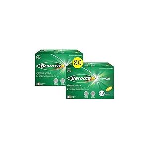 Berocca Energie - Complément alimentaire - Multivitamines et Minéraux -Vitamine C, B3, B5, B1, B12, Calcium, Magnésium et Zinc - Aide à réduire la fatigue grâce à la vitamine C - 80 cp à avaler