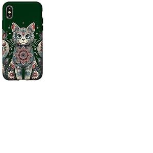 Mandala Mignon Chat Mandala Coque pour iPhone X/XS