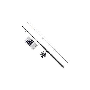 Shakespeare Salt Boat Basher Combo Set Canne à pêche et Moulinet, Spinning Combo avec étui Rigide, leurres et matériel d'extrémité, pêche en mer, Unisexe, Bleu et Blanc, 2,40 m, 100-300 g
