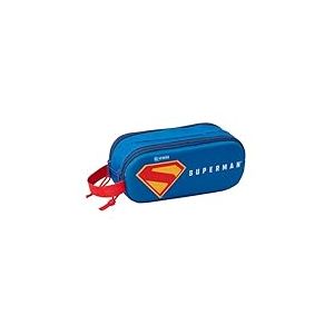 safta Superman 3D - Trousse Double 3D, Trousse pour Enfant, idéale pour Les Enfants d'âge Scolaire, Confortable et Polyvalente, qualité et résistance, 21 x 6 x 8 cm, Bleu, M, Décontracté