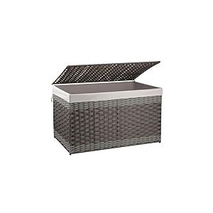 OIAHOMY Panier de rangement extra large avec couvercle, 160 l, panier en osier avec poign&eacute;e, pliable, tiss&eacute; &agrave; la main pour chambre &agrave; coucher, salon, gris