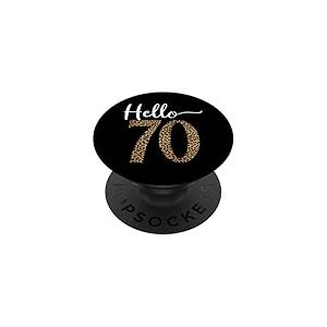 Bonjour 70 Ans imprim&eacute; l&eacute;opard 70e Anniversaire Cadeau Femme PopSockets PopGrip Adh&eacute;sif