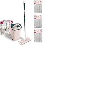 York Balai à Franges pour téléphone Portable | Plat et pivotant avec Seau de Nettoyage à Deux Chambres | Balai avec Fonction essorage | Nettoyage Humide/Sec | Convient pour Tous Les sols | 3