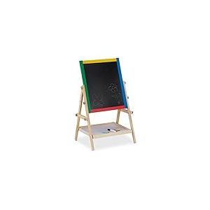 Relaxdays- Jeu Enfant, Tableau Ardoise Craie & Blanc Feutre, Magnétique Chevalet HLP 64x40x32cm, Multicolore, 10021988, Coloré