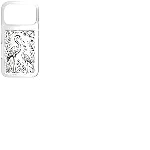 H&eacute;rons Fleurs Illustration Fleurs Sauvages Coque pour iPhone 17 Pro