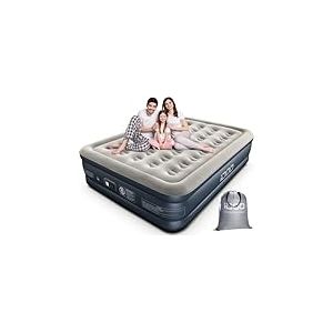 iDOO Matelas Gonflable, lit Gonflable avec Pompe intégrée, Auto-gonflage/dégonflage Rapide en 3 Minutes, Lit Gonflable avec revêtement Confortable,Idéal en Camping 152x203x38cm 295kg Max, 2 Personnes