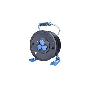 as - Schwabe Xperts Enrouleur de c&acirc;ble vide en plastique pour c&acirc;ble de 50 m - Enrouleur de c&acirc;ble d'extension sans plomb - Tambour vide avec 3 prises Schuko (230 V, 16 A) - IP44 - Fabriqu&eacute; en Allemagne