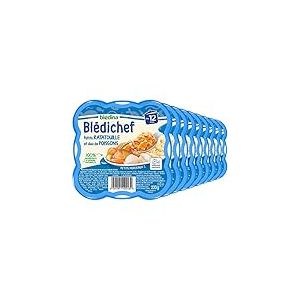 Blédina - Blédichef - Repas Bébé 12 Mois - 9 Plats Ratatouille Duo de Poissons - Petits Morceaux - 100% Ingrédients d'Origine Naturelle - Dès 12 Mois - 9 Assiettes de 230g