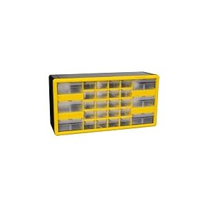 Akro-Mils 10126 26-Drawer Plastic Drawer Storage Cabinet for Garage Organization, Lego Storage, Teacher Toolbox, Makeup Organizer, and More, 50.8 cm W x 15.24 cm D x 25.4 cm H, Yellow