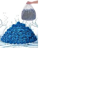 VEVOR Boules Filtrantes pour Piscine Filtre à Sable, 1,83 kg, Boules de Remplacement pour Sable Filtre Piscine, Fibre Polyester Réutilisable avec Sac de Lavage, pour Systèmes Filtration Piscine, Bleu