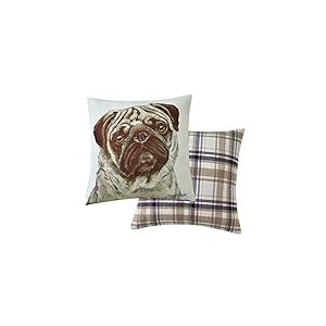 Maturi Coussin de siège rempli avec Image Aquarelle de Chien Carlin, Coussin de Chaise, canapé – 43 x 43 cm