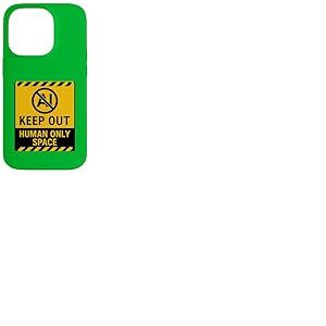 Panneau d'avertissement avec Message Anti-IA en Jaune Gras Coque pour iPhone 14 Pro