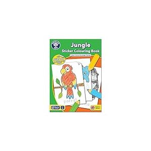Orchard Toys Jungle Sticker Colouring Book - Educational Colouring Activity Book - Colour and Write Jungle Animals - Kids age 3 Years +