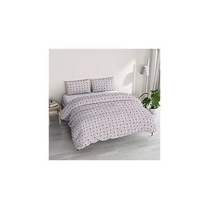 Italian Bed Linen Parure Housse de Couette Athena avec Sac et taies d'oreiller imprimés, Dora Rose
