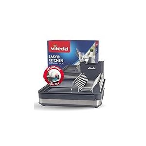 Vileda &Eacute;gouttoir &agrave; vaisselle - Design peu encombrant avec porte-couverts - &Eacute;gouttoir &agrave; vaisselle extensible, inoxydable et durable - Parfait pour les assiettes, verres et autres couverts