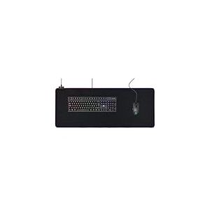 DELTACO Tapis de Souris XXL 90 x 36 x 0,4cm - LED RGB Rétroéclairé Modes Dynamiques (6) Statiques (7) et Respirant - Surface en Tissu - Antidérapant - Souple - USB - Garantie 5 Ans - Noir