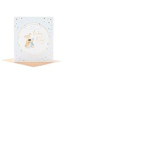 Boofle Carte de f&eacute;licitations pour b&eacute;b&eacute; gar&ccedil;on &ndash; Carte de naissance &ndash; Motif mignon, 137 mm x 159 mm