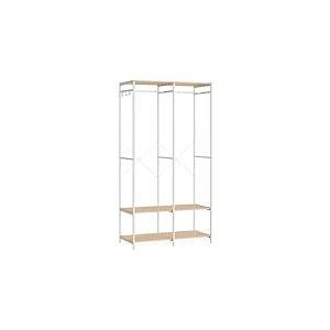 SONGMICS Armoire Vêtements Portable, Penderie Métal Pliable, Étagères de Rangement avec Tringle, Crochet Amovible, 40 x 94,5 x 180 cm, Beige Naturel RGR004W67