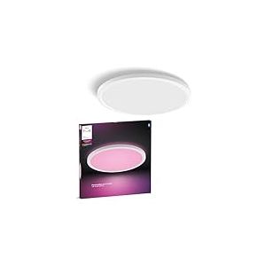 Philips Hue Devote Panneau LED connecté, White and Color Ambiance, Rond 43 cm, 23W, 2900 lumens, Cadre blanc pour éclairage intérieur, plafond, salon, cuisine, couloir.