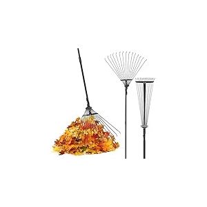 Pelle & Sol Râteau de Jardin | Râteau pour Jardinage | Râteau réglable de 96,5 à 160 cm pour Gazon Artificiel à 25 Dents, râteau à Mousse pour Un Nettoyage Rapide de la pelouse et de la Cour, râteau