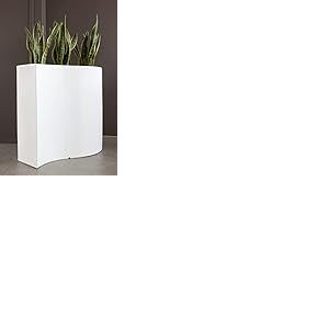 Kloris Jardinière rectangulaire Haute Vague avec kit LED câble électrique, 90 x 40 cm, Hauteur 90 cm, Blanc Neutre