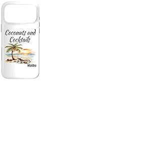 Noix de Coco et Cocktails Malibu Vacation Getaway Design Sunset Coque pour iPhone 17 Pro Max