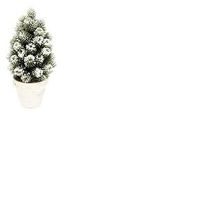 Flair Flower Mini Sapin de Noël Artificiel avec Neige dans Un Pot en céramique enneigé Artificiel, Sapin de Noël, Petit Sapin de Noël, décoration de Noël, Vert/Blanc, 13 x 13 x 27 cm
