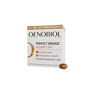 Oenobiol - Perfect Bronze Solaire 2-en-1 - Autobronzant et Pr&eacute;parateur Solaire - Efficacit&eacute; Prouv&eacute;e d&egrave;s 1 Mois - Programme 1 Mois - 30 Capsules