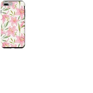 Fleur de lys Tigre Rose élégante Aquarelle Fleur esthétique Coque pour iPhone 7 Plus/8 Plus
