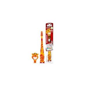 Aquafresh Petites dents, brosse à dents pour enfants de 3 à 5 ans avec tête colorée en forme d'animal, conçue par des experts avec Flex-Zone et poils doux, 4 modèles assortis, 1 pièce