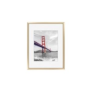 Frametory, Cadre photo en aluminium de 28 x 35,6 cm avec passe-partout ivoire pour photos de 20,3 x 25,4 cm et verre véritable, collection de cadres photo en métal (doré, 1 pièce)