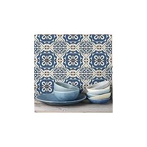 Sticker Mural Carrelage adh&eacute;sif Cuisine Salle de Bain - 9 Stickers Carreaux DE Ciment AZULEJOS ESPERIA - 9stickers10x10cm