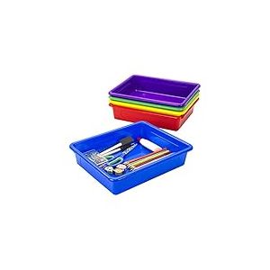 Storex Lot de 5 plateaux de rangement plats, format lettre, 25,4 x 33 x 7,6 cm, couleurs assorties, 62514E05C