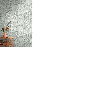 Livingwalls COSMOPLITAN 791456 Papier peint photo intiss&eacute; Motif feuilles de palmier Gris/vert 8,80 x 0,53 m