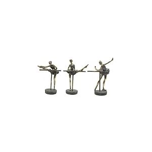 Home ESPRIT Figurine d&eacute;corative Gris Dor&eacute; Ballerine Ballet 14 x 8 x 20 cm (3 unit&eacute;s)