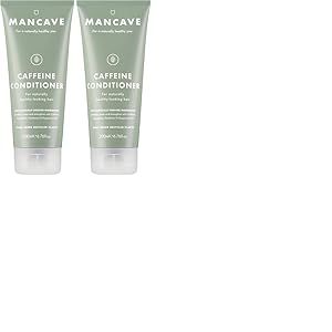 ManCave Apr&egrave;s Shampoing Hommes Caf&eacute;ine 200ml, Apr&egrave;s Shampoing Favorise la Pousse, Conditionne et Renforce avec Ingr&eacute;dients Naturels, V&eacute;g&eacute;talien, Plastique Recycl&eacute;, Fabriqu&eacute; en Angleterre (Lot de 2)