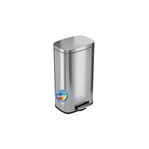 iTouchless SoftStep Poubelle de cuisine à pédale rectangulaire en acier inoxydable de 30 litres avec filtre à odeurs et seau intérieur amovible pour la maison, le bureau, fermeture silencieuse et
