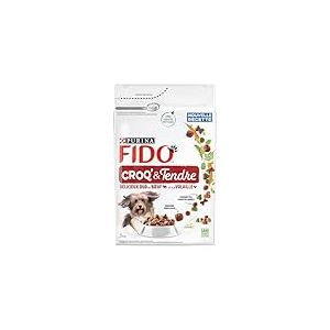 FIDO | CROQ’ & Tendre | Chien Adulte | Croquettes croustillantes et bouchées moelleuses | Délicieux Duo Bœuf & Volaille | Source de protéines de qualité | Produit en France | Sac | Lot de 4 x 3 Kg