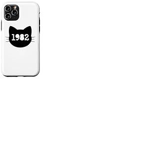 Chat né en 1982 Ans Anniversaire Maman de chat Papa de chat Coque pour iPhone 11 Pro