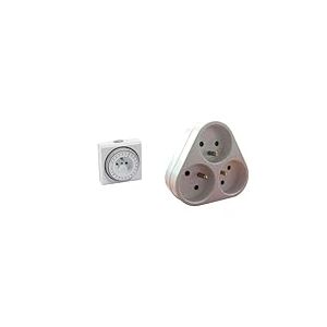 CHACON Programmateur mécanique carré & Triplite 3X 16A Triangulaire - Blanc - Zenitech