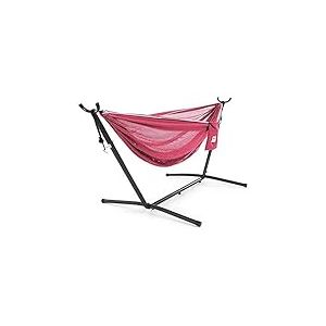 Vivere Hamac en Maille avec Support (280 cm) - Rose/Celeste