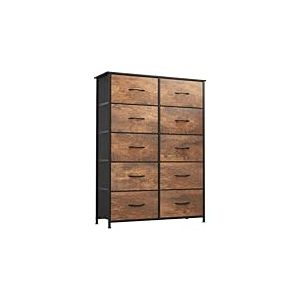 YITAHOME Commode, 10 Tiroirs en Tissu Commode Chambre Meuble de Rangement,Tour en Tissu,Cadre Acier Robuste,pour Chambre &agrave; Coucher, Salon,Rouille Brun