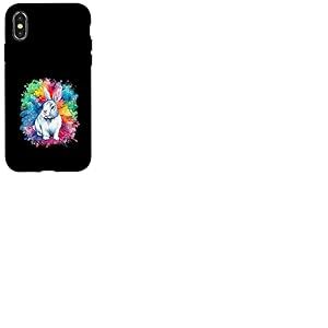 Lapin mignon sur un fond coloré Coque pour iPhone X/XS